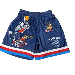 Looney Tunes Team USA Olympic Mesh Shorts Mens Small Bugs Bunny Daffy Duck Navy